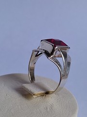 Old Vintage Soviet Union Silver 875 Ring USSR Red Stone Ruby Size US 7 (17 mm)