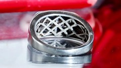 925 sterling silver ring 0.08ct cubic zirconia onyx sz 9 vintage handmade 7.35gr
