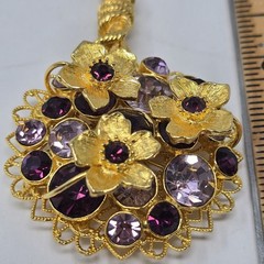 Signed RJ Graziano Purple Rhinestone Floral Bouquet Brooch