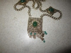 VINTAGE EDLEE DRAGON LAVALIER NECKLACE WITH DANGLES GOLD TONE
