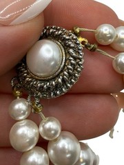 Vintage 50s 60s Japan Faux Pearls Graduated Double Strand Necklace 7mm 9mm 26.5”