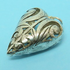Long on Love! Elongated Scrollwork Heart 925 Sterling Silver Pendant 1-1/4″ 8.3g