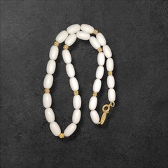 Vintage Direction One White Acrylic Bead Choker Collar Necklace Gold Accents 14″