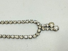 Vintage Rhinestone Choker Necklace Mid Century Sparkling Gemstones 12in Tassel