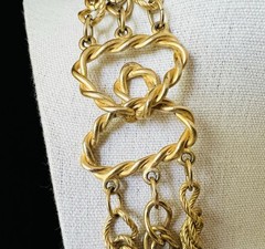 Vintage Unsigned Gold Tone 21 In Multi Chain Couture Runway Statement Necklace