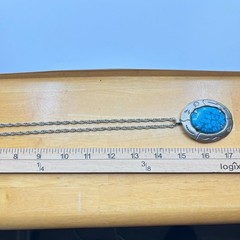 VTG Bell Trading Nickel Silver Tone Post Turquoise Cabochon Southwestern Pendant