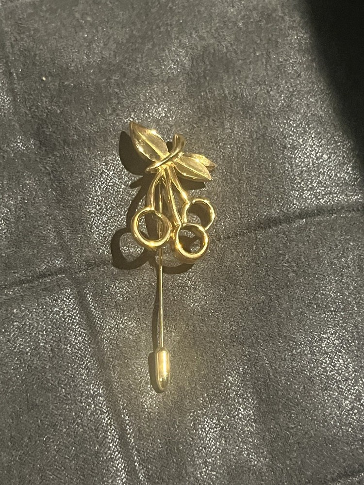 Vintage Gold Tone Cherry Stick Pin