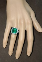 Vintage Platinum Engagement Ring 5.30CT. Gem Natural Green Emerald Square Shape