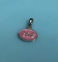 Tiny Sterling Silver Pink Enamel Marathon 26.2 Charm Pendant Running Runner .7g