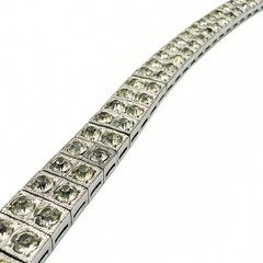 Antique Dorsons Art Deco Sterling Silver Double Row Paste Glass Link Bracelet