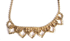 Vintage Multicolor Rhinestone Climber Clip On Earrings & Choker Necklace Set
