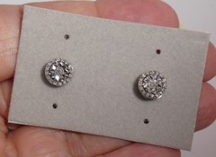 Signed DLC 925 Sterling Silver Genuine Diamond Halo Stud Earrings 1.6g 7.5mm