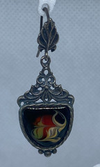 Vintage earrings. USSR porcelain. Hand painted. Enamel.Russian. Finift . 7.99 g.