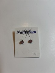 Vintage Native Sun Light Pink Crystal Oval Solitaire Stud Earrings New On Card