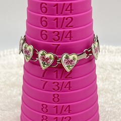 Vintage Sweetheart Bracelet Sterling Painted Heart Bliss Brothers Fits 7″ Wrist