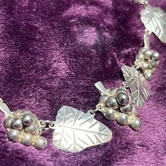 Vintage Art Deco Mexican Sterling Silver modern Grape Necklace ~16.5”; 36 grams