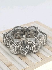 Antique Rajasthan Tribal Sterling Silver Granulated Bracelet 290g Handmade 6.75