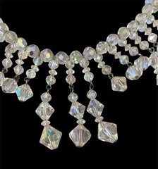Vintage Aurora Borealis Crystal Drop Choker Statement Necklace 15in