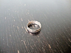 VINTAGE 1970-80s WEAVED SILVER BAND STERLING SILVER 925 SZ 7.5