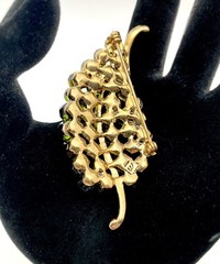 Lauren Conrad Brooch Glass Beads Leaf Multi-Color 2.5”