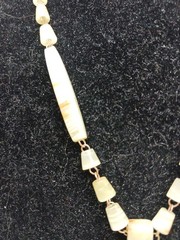 Vintage Mexican Onyx Carved Aztec Pendant Necklace Banded Calcite Stone Made in