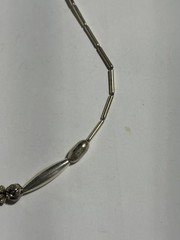 Vintage Liquid Silver And Black Glass Beaded Necklace Measuring 17 Inches