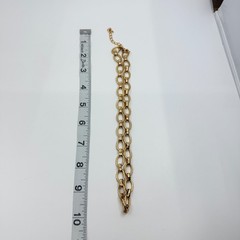 Vintage Gold Tone Textured Oval Link Collar Necklace Retro Adjustable Extender