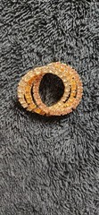 Vintage Amber Brown Yellow Green Rhinestone 3 Interlocking Rings Brooch Pin