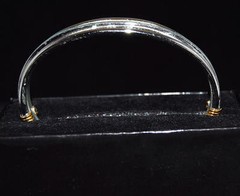 Vintage Speidel Gold Tone Top & Bottom Bars w/ Silver Tone Center Cuff Bracelet