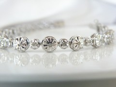 Vintage Sterling Silver 925 Natural Diamond Tennis Bracelet Fits 7.5″