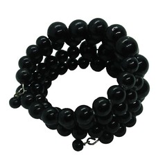 Vintage Black Glass Graduated Bead Coil Bracelet