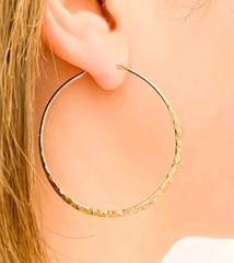 VTG Goldtone Metal Hoop Texture Pierced Earrings Hypo Allergenic Jewelry USA