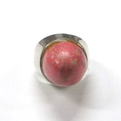 UNI D-A DAVID ANDERSEN Norway Sterling Silver Pink Thulite Statement Ring Sz 4.5