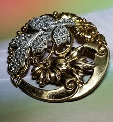 Victorian Vintage Repousse Flower Art Nouveau Art Deco Brooch 2″ Fine Detail