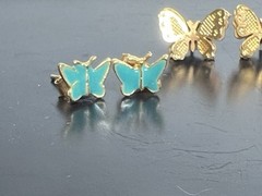 Vintage Butterfly Earrings Filigree Open Pierced Colorful Lot 6 Dainty Small See