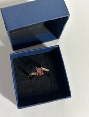 Vintage Red Cubic Zirconia Ring Gold Plated Womens Size 6.5