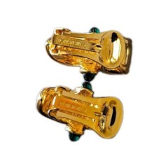 VTG Nolan Miller Clip On Earrings Gold Tone Purple Green Retro Glam Dynasty