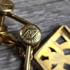 Vintage JMS 1/20 12K Gold Filled Screw Back Dangle Earrings Women Geometric