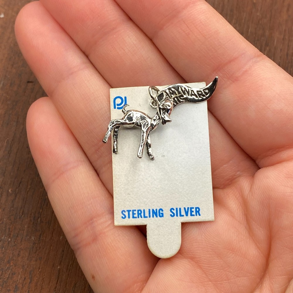 Vintage 925 Sterling Silver “Hayward Wis” Deer Bambi Pendant Bracelet Charm