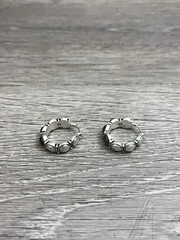 Lever Back Hoop Earrings Silver Tone Green Stones Vintage