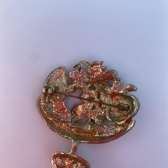 Vintage Fruit Bowl Brooch Apple Watermelon Grapes Gold Tone