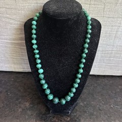 Vintage Genuine Natural Malachite Graduated Bead 20” Necklace 93g