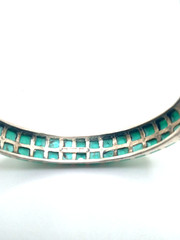 Vintage Sterling Silver Turquoise Southwest Style Channel Set Cuff Bracelet