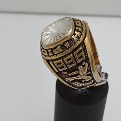 1996 Dustin Pioneer High School Class Ring Gold Tone SZ 8.5 Y2K Era Karate ACCR