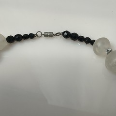 Vintage Lucite Bubble Bead Necklace Clear Black Acrylic 20” Barrel Clasp