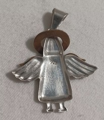 BEAUTIFUL Large Sterling Silver ANGEL Necklace, Solid 16″ Inch Chain Italy 925