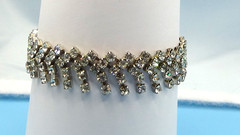 Vintage Prong Set Rhinestones Bracelet Featuring Rhinestone Drop Dangle