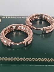 Vintage 1990-s 14 Ct Rolled Gold Large Solid Zircons Earrings-Hallmarked 585 RG