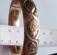 ANTIQUE VICTORIAN EDWARDIAN ART NOUVEAU GOLD FILLED HINGED BANGLE BRACELET 1908