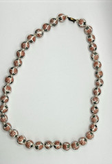 Porcelain Bead Necklace Chinese Hand Painted Hand Knotted 24 Inches